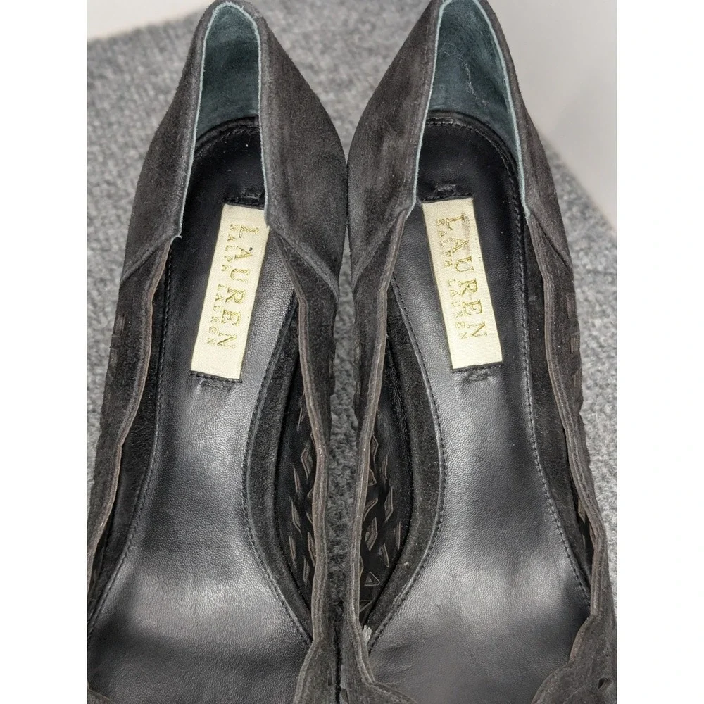Lauren Ralph Lauren Sania Dress Suede‎ Pump Heels Women's Size 8.5 B Black
